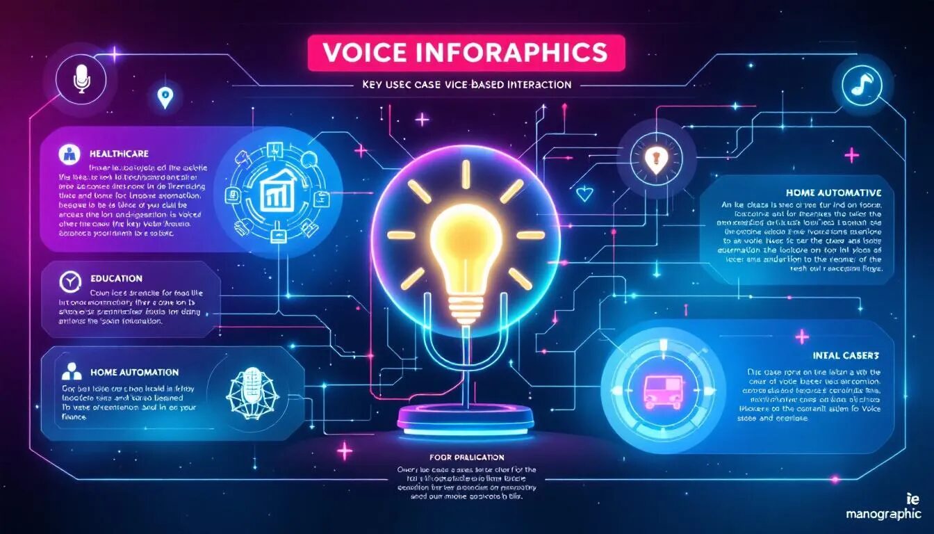 An overview of key use cases of voice-based interaction in various sectors.