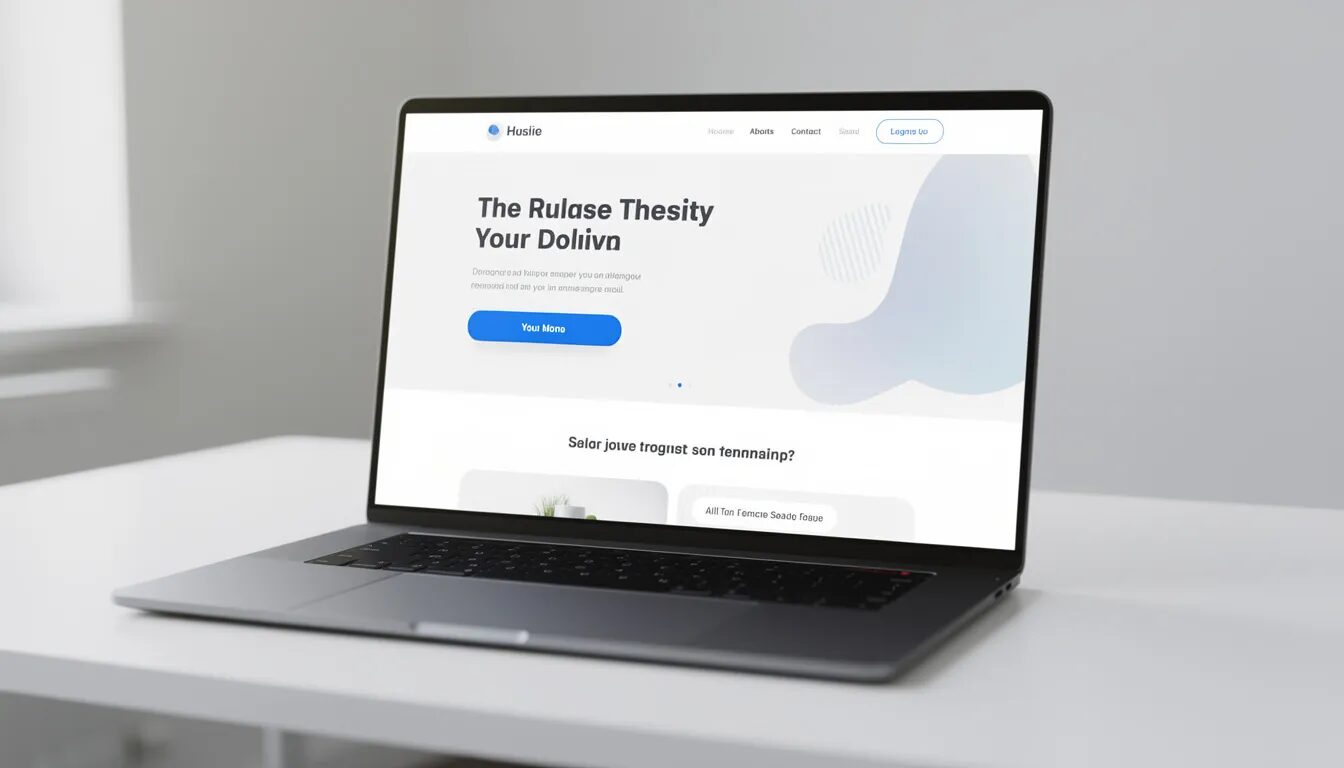 The image shows a clean and modern landing page design displayed on a laptop screen, featuring a prominent call-to-action button aimed at capturing leads. This design exemplifies effective lead generation strategies, appealing to potential customers through clear messaging and user-friendly layout.