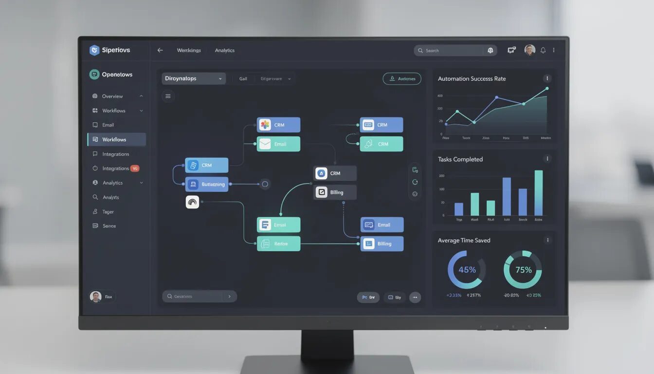 The image showcases a technology dashboard filled with various integrated platforms and workflow automation tools, illustrating a well-integrated tech stack that supports cross-functional collaboration and enhances operational efficiency for engineering teams. This modern tech landscape emphasizes continuous improvement and encourages team members to engage in knowledge sharing and professional development.